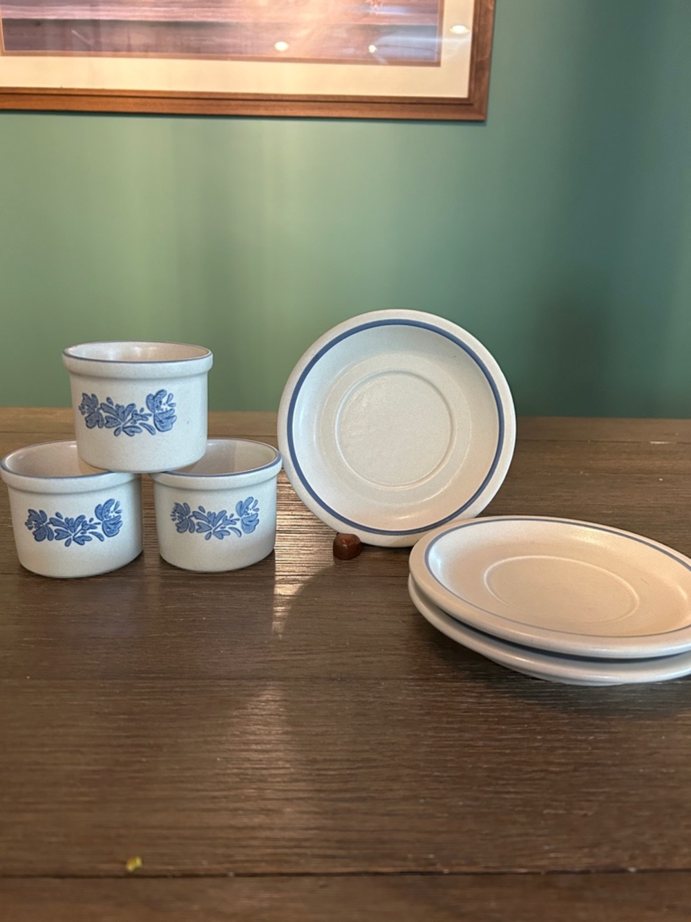 Vintage Pfaltzgraff Yorktowne ramekins custard cups crocks and saucers 3 sets A